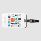 Fox Folk Art Floral Pattern - Gepersonaliseerd | N Bagagelabel (Voorkant (horizontaal))