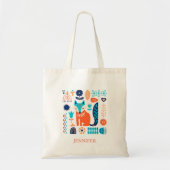 Fox Folk Art Floral Pattern - Gepersonaliseerd | N Tote Bag (Voorkant)