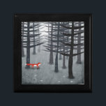 Fox Forest Art Cadeaudoosje<br><div class="desc">Een wilde rode vos staat onder bomen in een donker bos. Een landschapsschilderij voor dierenliefhebbers,  natuur- en wildlife-liefhebbers.</div>