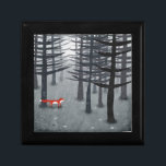 Fox Forest Art Cadeaudoosje<br><div class="desc">Een wilde rode vos staat onder bomen in een donker bos. Een landschapsschilderij voor dierenliefhebbers, natuur- en wildlife-liefhebbers.</div>