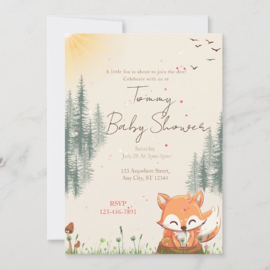 Fox Forest Baby shower Kaart (Voorkant)