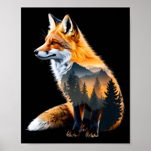 Fox Forest Nature Lover Mountains Hiking Camng Bus Poster (Voorkant)