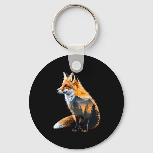 Fox Forest Nature Lover Mountains Hiking Camng Bus Sleutelhanger (Voorkant)