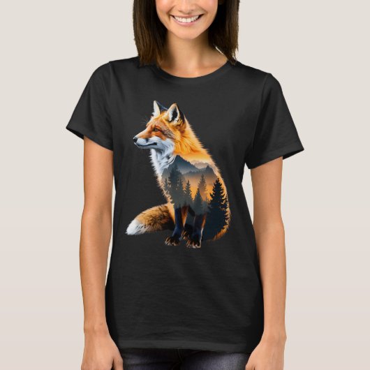 Fox Forest Nature Lover Mountains Hiking Camng Bus T-shirt (Voorkant)