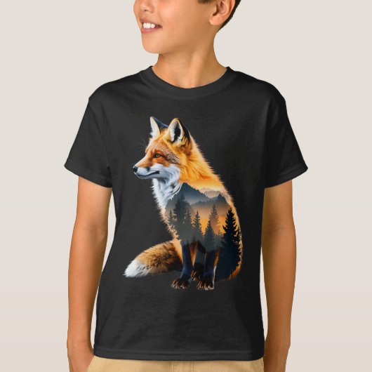 Fox Forest Nature Lover Mountains Hiking Camng Bus T-shirt (Voorkant)