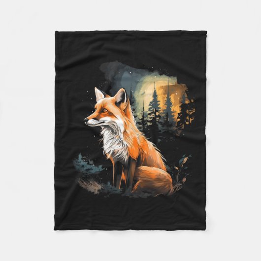 Fox Forest Natuur Lover Mountains Wandelen Camping Fleece Deken (Voorkant)
