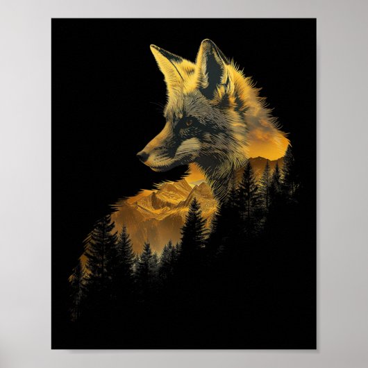 Fox Forest Natuur Lover Mountains Wandelen Camping Poster (Voorkant)