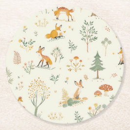 "Fox Forest Onderzetters" Ronde Kartonnen Onderzetter