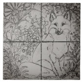  Fox Forest Tile Mural / Bird Grapes / Grey Tegeltje (Voorkant)