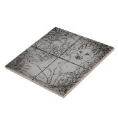 Fox Forest Tile Mural / Bird Grapes / Grey Tegeltje (Zijkant)