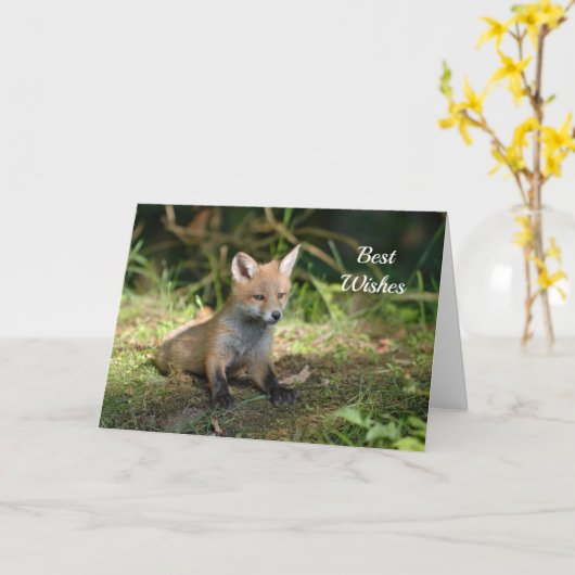 Fox Foto gefeliciteerd bruiloft Kaart (Gele Bloem)