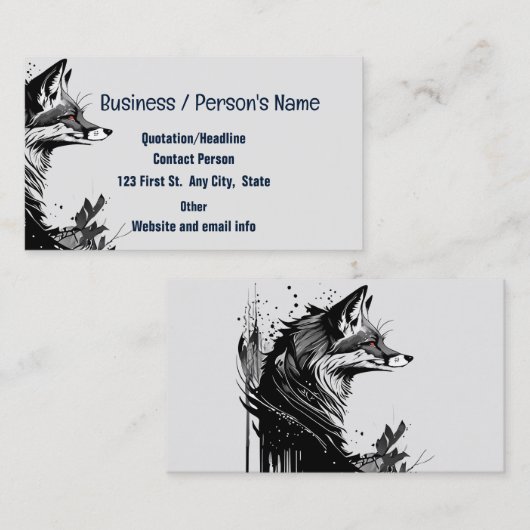 Fox Foxes Hoofd Logo Dier Howling Maan Visitekaartje (Voorkant / Achterkant)