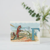 Fox Frog Vist Antiek illustratie Briefkaart (Staand voorkant)