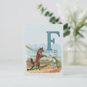 Fox Frog Vist Antiek illustratie Briefkaart (Staand voorkant)