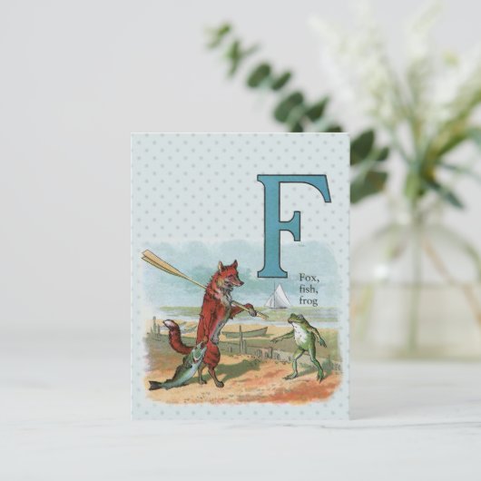 Fox Frog Vist Antiek illustratie Briefkaart (Staand voorkant)