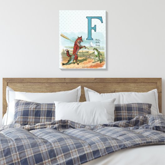 Fox Frog Vist Antiek illustratie Canvas Afdruk (Insitu (Slaapkamer))