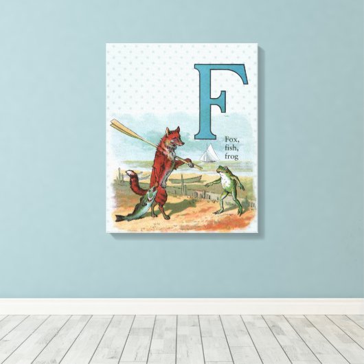 Fox Frog Vist Antiek illustratie Canvas Afdruk (Insitu (Houten vloer))