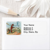 Fox Frog Vist Antiek illustratie Etiket (Insitu)