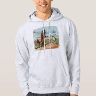 Fox Frog Vist Antiek illustratie Hoodie