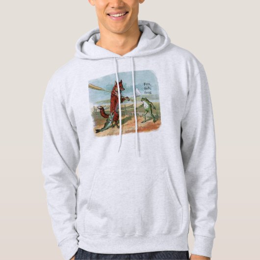 Fox Frog Vist Antiek illustratie Hoodie (Voorkant)