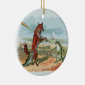 Fox Frog Vist Antiek illustratie Keramisch Ornament (Rechts)