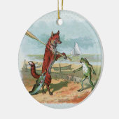 Fox Frog Vist Antiek illustratie Keramisch Ornament (Links)