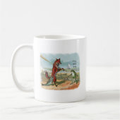 Fox Frog Vist Antiek illustratie Koffiemok (Links)