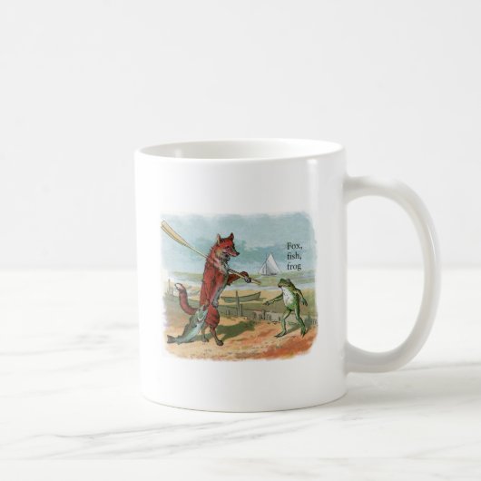 Fox Frog Vist Antiek illustratie Koffiemok (Rechts)
