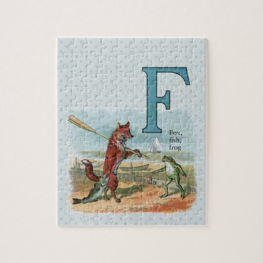 Fox Frog Vist Antiek illustratie Legpuzzel (Verticaal)