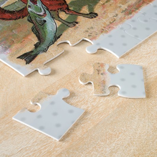 Fox Frog Vist Antiek illustratie Legpuzzel (Zijkant)