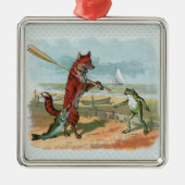 Fox Frog Vist Antiek illustratie Metalen Ornament (Voorkant)