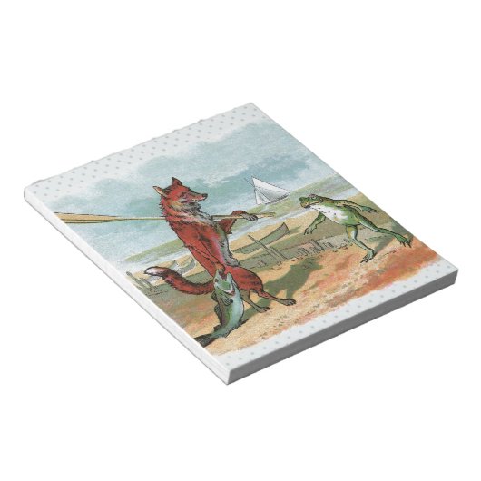 Fox Frog Vist Antiek illustratie Notitieblok (Schuin)