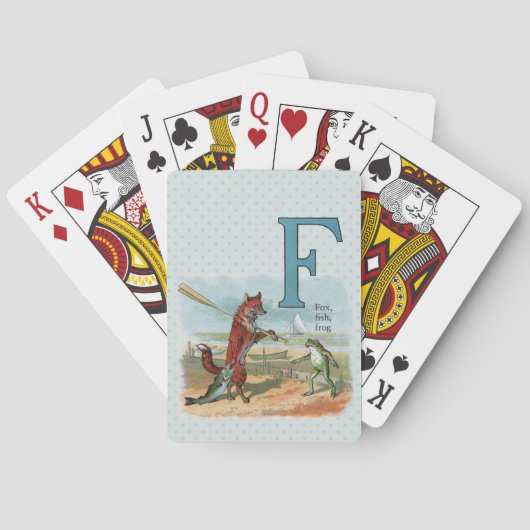 Fox Frog Vist Antiek illustratie Pokerkaarten (Achterkant)