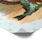 Fox Frog Vist Antiek illustratie Poster (Hoek)