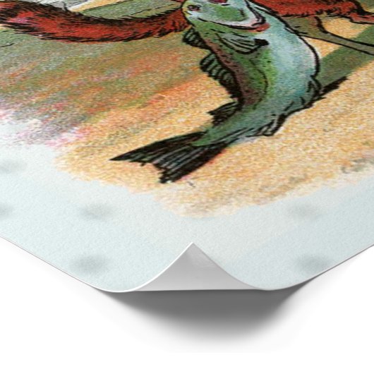 Fox Frog Vist Antiek illustratie Poster (Hoek)