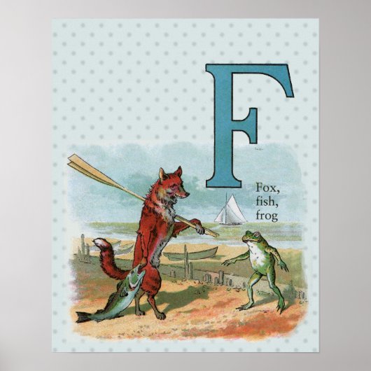 Fox Frog Vist Antiek illustratie Poster (Voorkant)