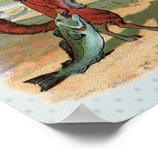 Fox Frog Vist Antiek illustratie Poster (Hoek)