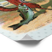 Fox Frog Vist Antiek illustratie Poster (Hoek)