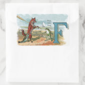 Fox Frog Vist Antiek illustratie Rechthoekige Sticker (Tas)