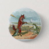 Fox Frog Vist Antiek illustratie Ronde Button 5,7 Cm (Voorkant)
