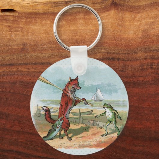 Fox Frog Vist Antiek illustratie Sleutelhanger (Voorkant)