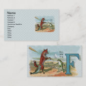 Fox Frog Vist Antiek illustratie Visitekaartje (Voorkant / Achterkant)