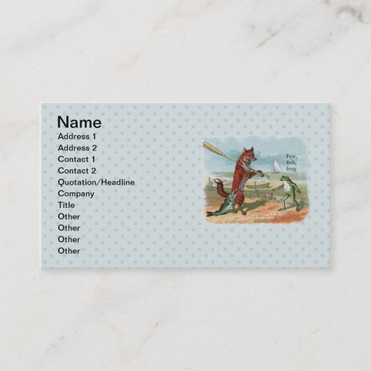 Fox Frog Vist Antiek illustratie Visitekaartje (Voorkant)