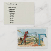 Fox Frog Vist Antiek illustratie Visitekaartje (Voorkant / Achterkant)