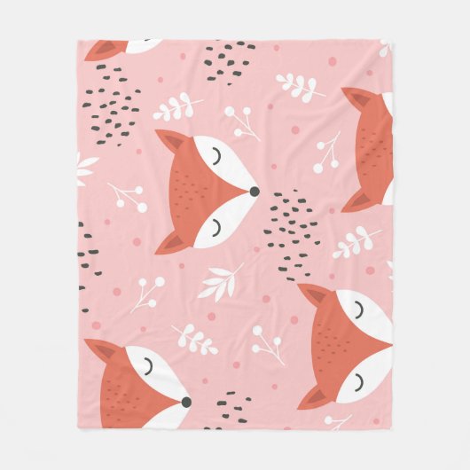Fox Fun: Schattige bospatroon Fleece Deken (Voorkant)