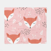 Fox Fun: Schattige bospatroon Fleece Deken (Voorkant (Horizontaal))
