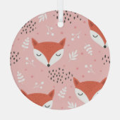 Fox Fun: Schattige bospatroon Glas Ornament (Achterkant)