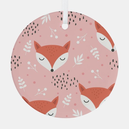 Fox Fun: Schattige bospatroon Glas Ornament (Achterkant)