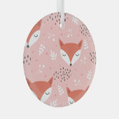 Fox Fun: Schattige bospatroon Glas Ornament (Voorkant Rechts)
