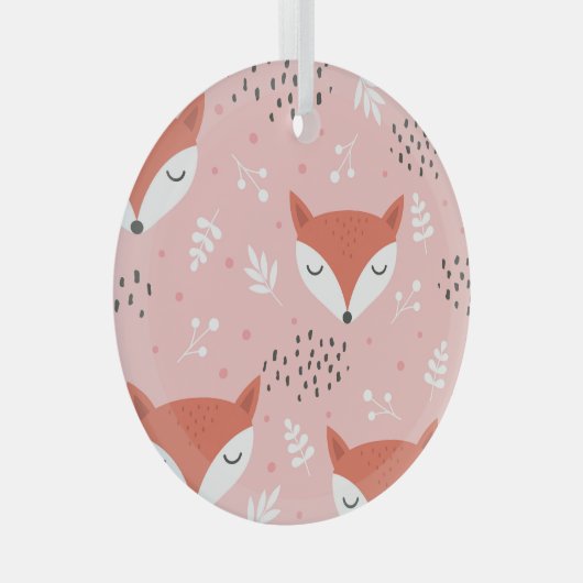 Fox Fun: Schattige bospatroon Glas Ornament (Voorkant Rechts)
